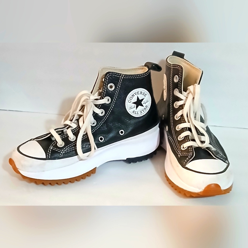 Converse Black White High-Top Platform Sneakers with Gum Soles